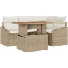 5-delad trädgårdsoffagrupp med beige kuddar i polyrotting vidaXL 100 x 55 x 73 cm – miniatyr 2