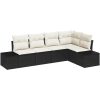 5-delad Trädgårdsoffagrupp med Dynor Svart Poly Rattan vidaXL 264 x 154 x 85 cm – miniatyr 2