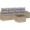 5-delad trädgårdsoffagrupp med kuddar Beige Poly rotting vidaXL 55 x 55 x 37 cm – miniatyr 2