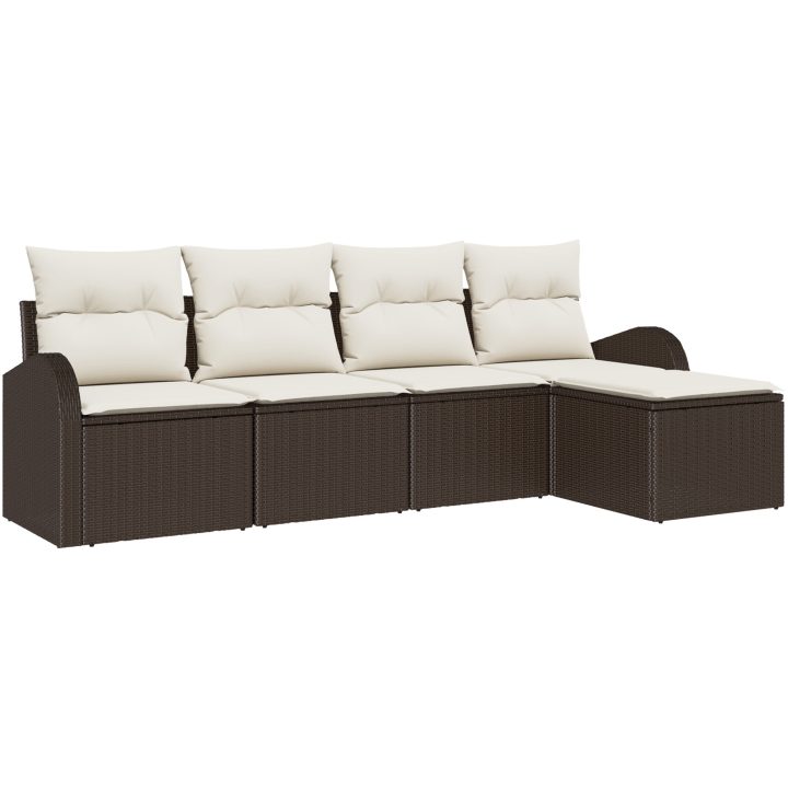 5-delad trädgårdsoffagrupp med kuddar brun poly rattan vidaXL 234 x 117 x 85 cm – bild 2