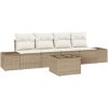 5-delad Trädgårdsoffasats med Dynor Beige Poly Rattan vidaXL 55 x 55 x 37 cm – miniatyr 2