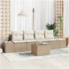 5-delad Trädgårdsoffasats med Dynor Beige Poly Rattan vidaXL 55 x 55 x 37 cm – miniatyr 1