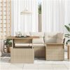 5 delad Trädgårdsoffasett med kuddar Beige Poly Rattan vidaXL Stor – miniatyr 3