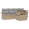 5-delad trädgårdsoffgrupp med kuddar i beige polyrotting vidaXL 100 x 55 x 73 cm – miniatyr 2