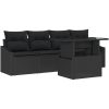 5-delad trädgårdsoffgrupp med kuddar svart poly rotting vidaXL 100 x 55 x 73 cm – miniatyr 2