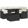 5-delad Trädgårdsoffor Set med Kuddar Svart Poly Rattan vidaXL Medium – miniatyr 2