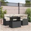 5-delad Trädgårdsoffor Set med Kuddar Svart Poly Rattan vidaXL Medium – miniatyr 1