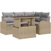 5-delad trädgårdsoffset med dynor i beige polyrotting vidaXL Medium – miniatyr 2