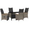 5-delad Trädgårdsserveringsset med kuddar, grå poly rattan. vidaXL 140 x 70 x 73 cm – miniatyr 2