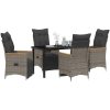 5-delad Trädgårdsserveringsset med kuddar, grå poly rattan. vidaXL 140 x 70 x 73 cm – miniatyr 3