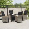 5-delad Trädgårdsserveringsset med kuddar, grå poly rattan. vidaXL 140 x 70 x 73 cm – miniatyr 4