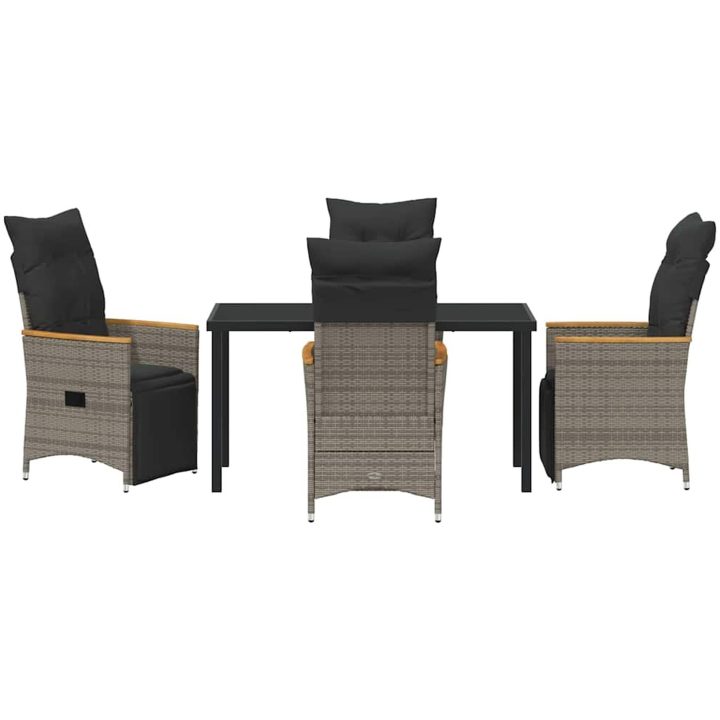 5-delad Trädgårdsserveringsset med kuddar, grå poly rattan. vidaXL 140 x 70 x 73 cm – bild 7
