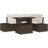 5-delad trädgårdssoff-set med kuddar i brun polyrotting vidaXL 100 x 55 x 73 cm – miniatyr 2