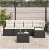5-delad trädgårdssoffa med kuddar brunt polyrattan vidaXL Stor – miniatyr 3