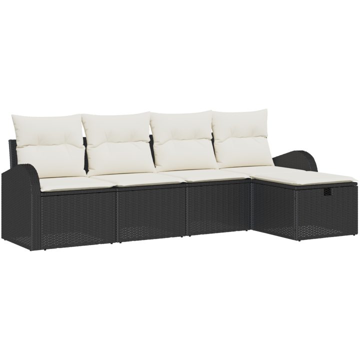 5-delad trädgårdssoffaset med dynor svart poly rattan vidaXL 234 x 117 x 85 cm – bild 2