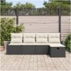5-delad trädgårdssoffaset med dynor svart poly rattan vidaXL 234 x 117 x 85 cm – miniatyr 3