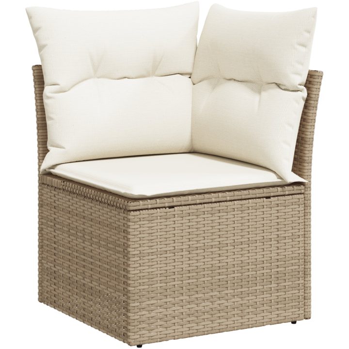 5-delad trädgårdssoffgrupp med kuddar Brun poly-rotning vidaXL Medium – bild 5