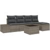 5-delade Trädgårdsoff set med kuddar Svart Polyrotting vidaXL 294 x 117 x 85 cm – miniatyr 2
