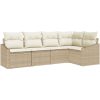 5-delade trädgårdsoffasett med kuddar Beige Poly-Rotting vidaXL 233.5 x 123.5 x 85 cm – miniatyr 2