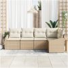 5-delade trädgårdsoffasett med kuddar Beige Poly-Rotting vidaXL 233.5 x 123.5 x 85 cm – miniatyr 3
