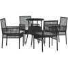 5 delar trädgårds matbordset svart poly rattan vidaXL 60 x 60 x 75 cm – miniatyr 2