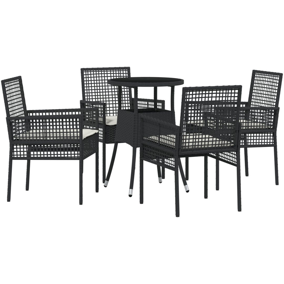 5 delar trädgårds matbordset svart poly rattan vidaXL 60 x 60 x 75 cm – bild 2