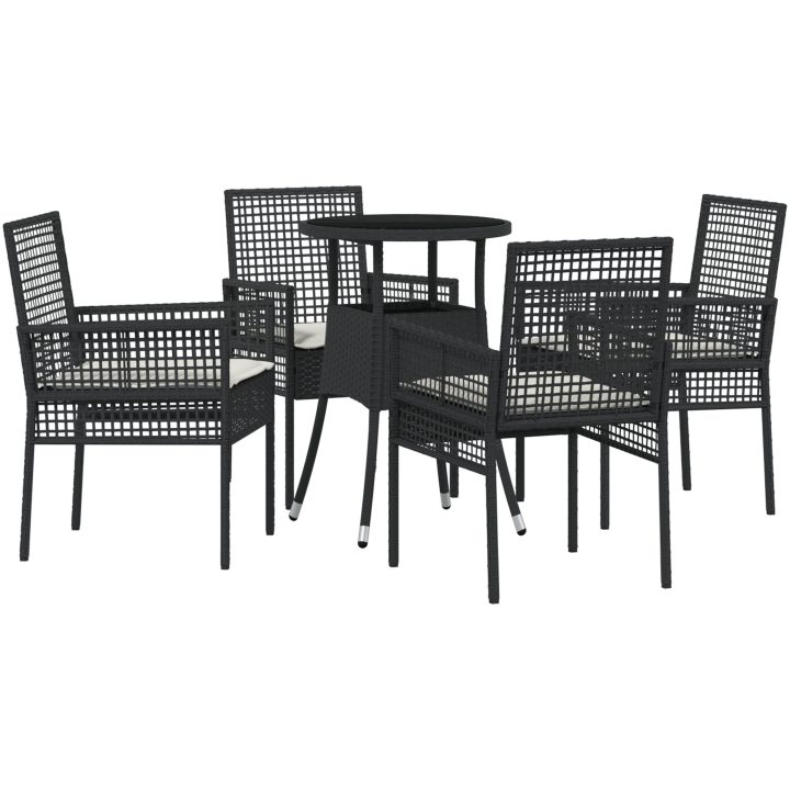 5 delar trädgårds matbordset svart poly rattan vidaXL 60 x 60 x 75 cm – bild 2