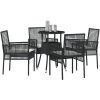 5 delar trädgårds matbordset svart poly rattan vidaXL 60 x 60 x 75 cm – miniatyr 3