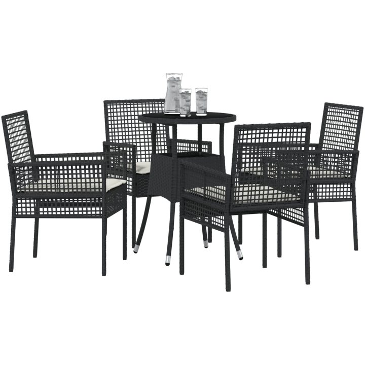 5 delar trädgårds matbordset svart poly rattan vidaXL 60 x 60 x 75 cm – bild 3