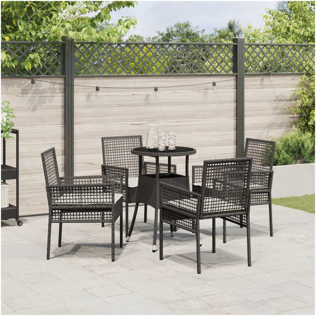 5 delar trädgårds matbordset svart poly rattan vidaXL 60 x 60 x 75 cm – bild 4
