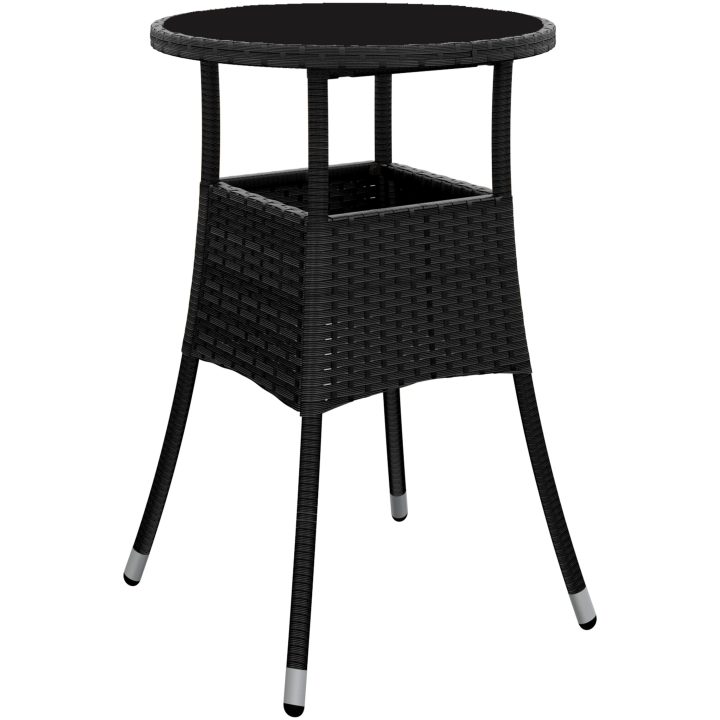 5 delar trädgårds matbordset svart poly rattan vidaXL 60 x 60 x 75 cm – bild 5
