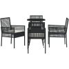 5 delar trädgårds matbordset svart poly rattan vidaXL 60 x 60 x 75 cm – miniatyr 7