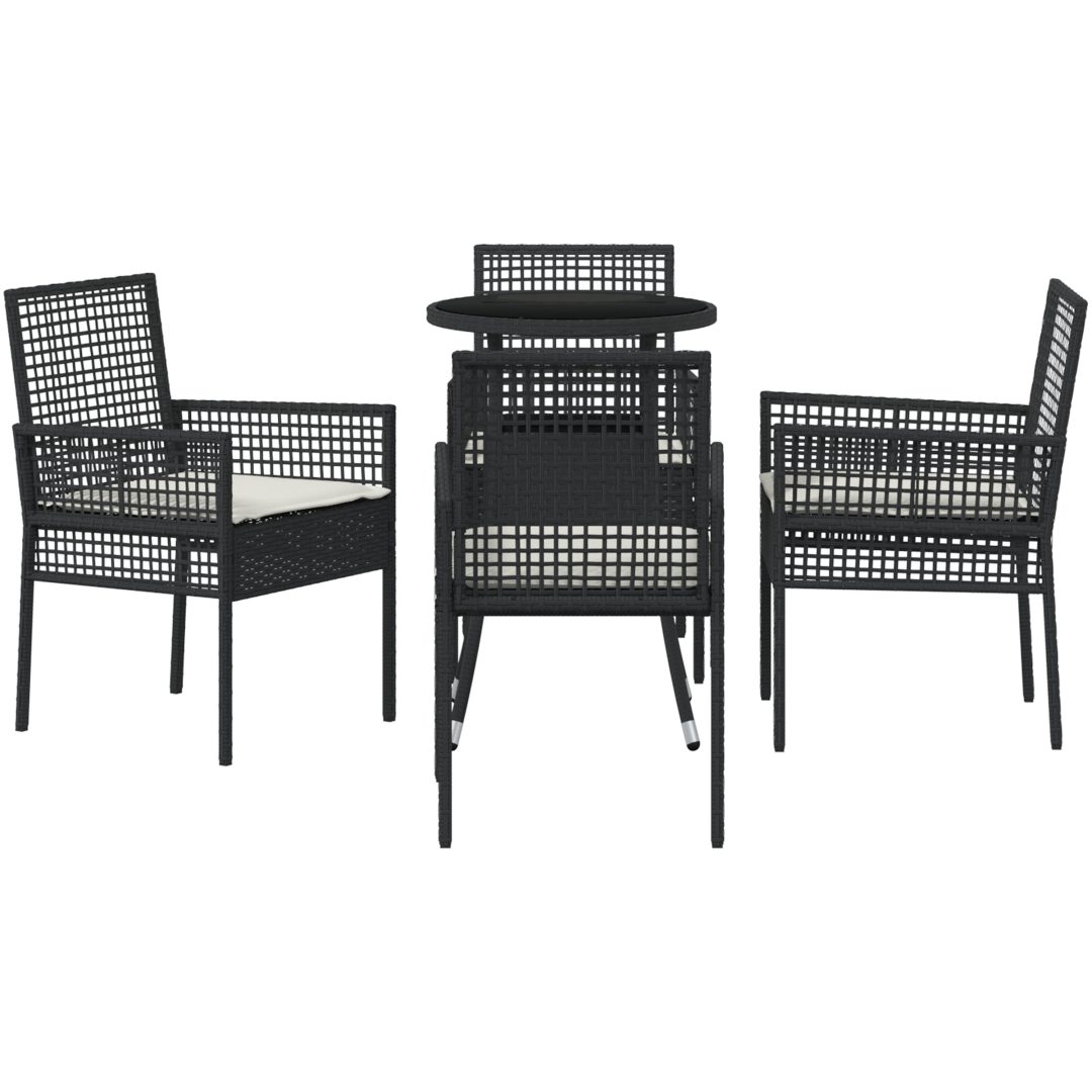 5 delar trädgårds matbordset svart poly rattan vidaXL 60 x 60 x 75 cm – bild 7
