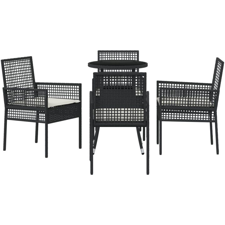 5 delar trädgårds matbordset svart poly rattan vidaXL 60 x 60 x 75 cm – bild 7