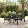 5 delar trädgårds matbordset svart poly rattan vidaXL 60 x 60 x 75 cm – miniatyr 1