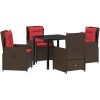 5 Delar Trädgårdsbord Set Brun Poly Rattan vidaXL 80 x 80 x 73 cm – miniatyr 2
