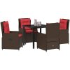 5 Delar Trädgårdsbord Set Brun Poly Rattan vidaXL 80 x 80 x 73 cm – miniatyr 3