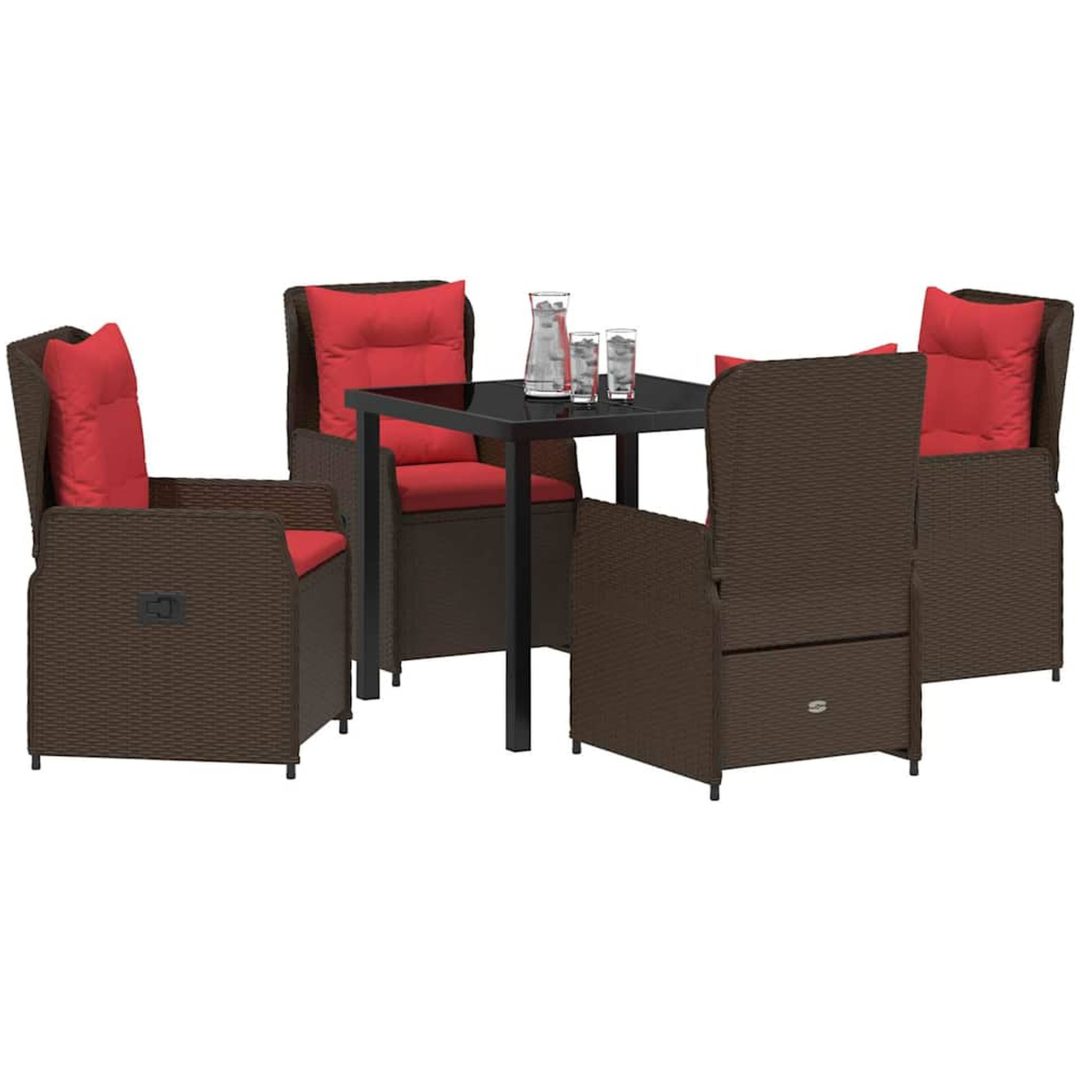 5 Delar Trädgårdsbord Set Brun Poly Rattan vidaXL 80 x 80 x 73 cm – bild 3