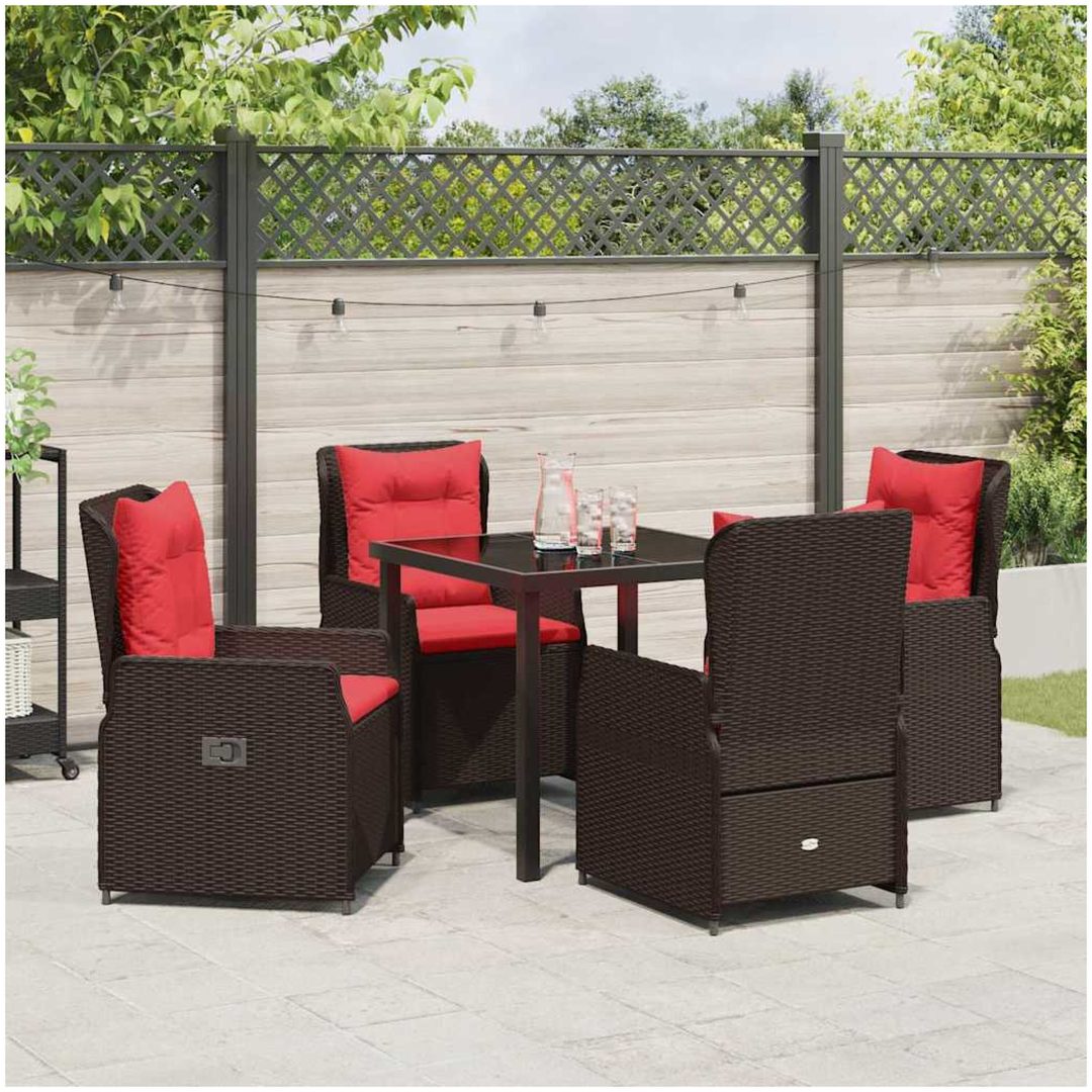 5 Delar Trädgårdsbord Set Brun Poly Rattan vidaXL 80 x 80 x 73 cm – bild 4
