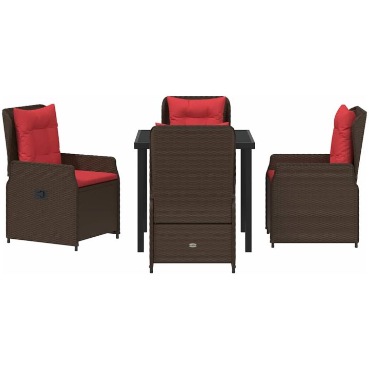 5 Delar Trädgårdsbord Set Brun Poly Rattan vidaXL 80 x 80 x 73 cm – bild 7