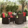 5 Delar Trädgårdsbord Set Brun Poly Rattan vidaXL 80 x 80 x 73 cm – miniatyr 1