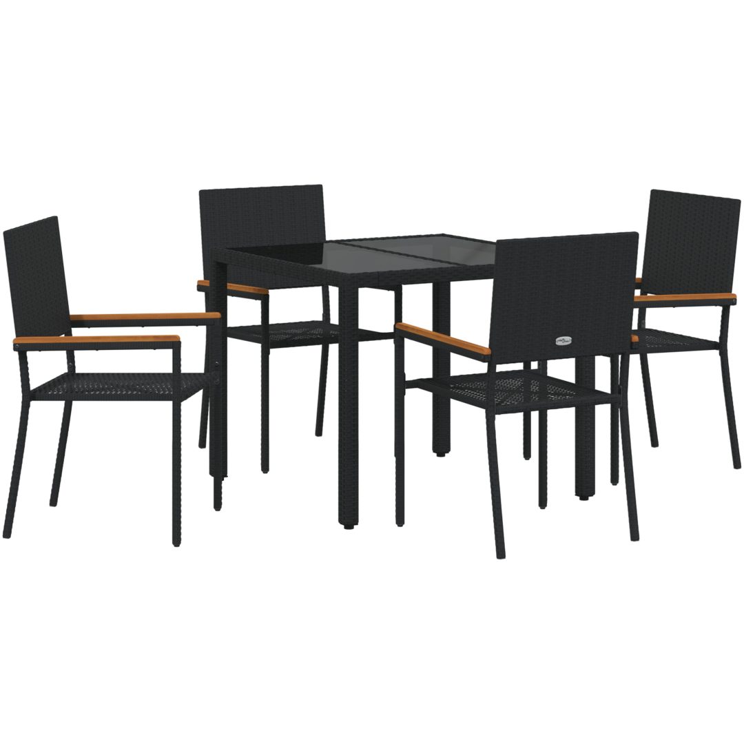 5 Delar Trädgårdsdining Set Svart Poly Rattan vidaXL 4 - Sits – bild 2