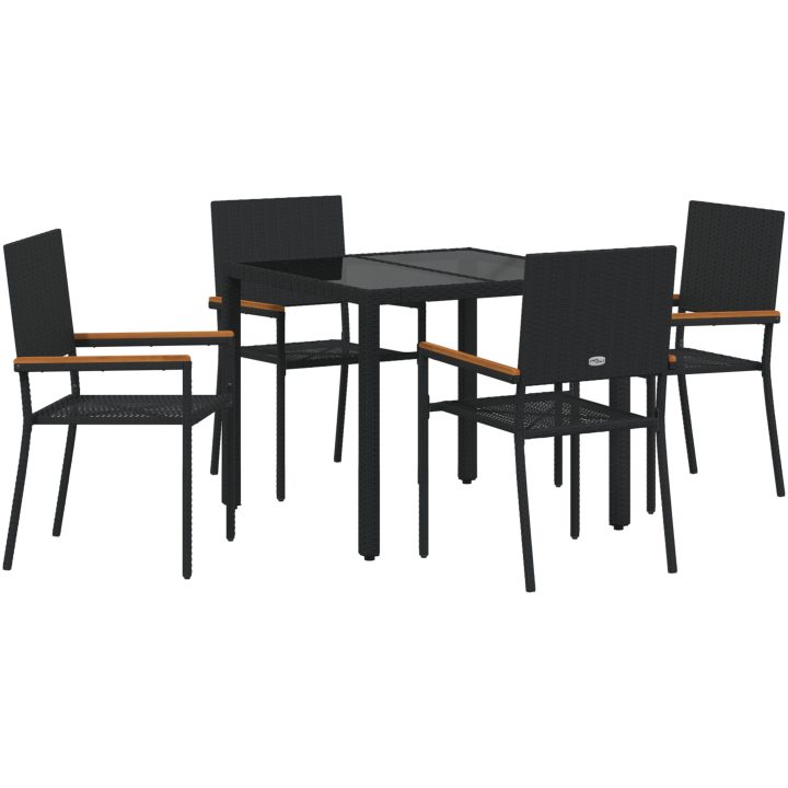 5 Delar Trädgårdsdining Set Svart Poly Rattan vidaXL 4 - Sits – bild 2