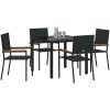 5 Delar Trädgårdsdining Set Svart Poly Rattan vidaXL 4 - Sits – miniatyr 3