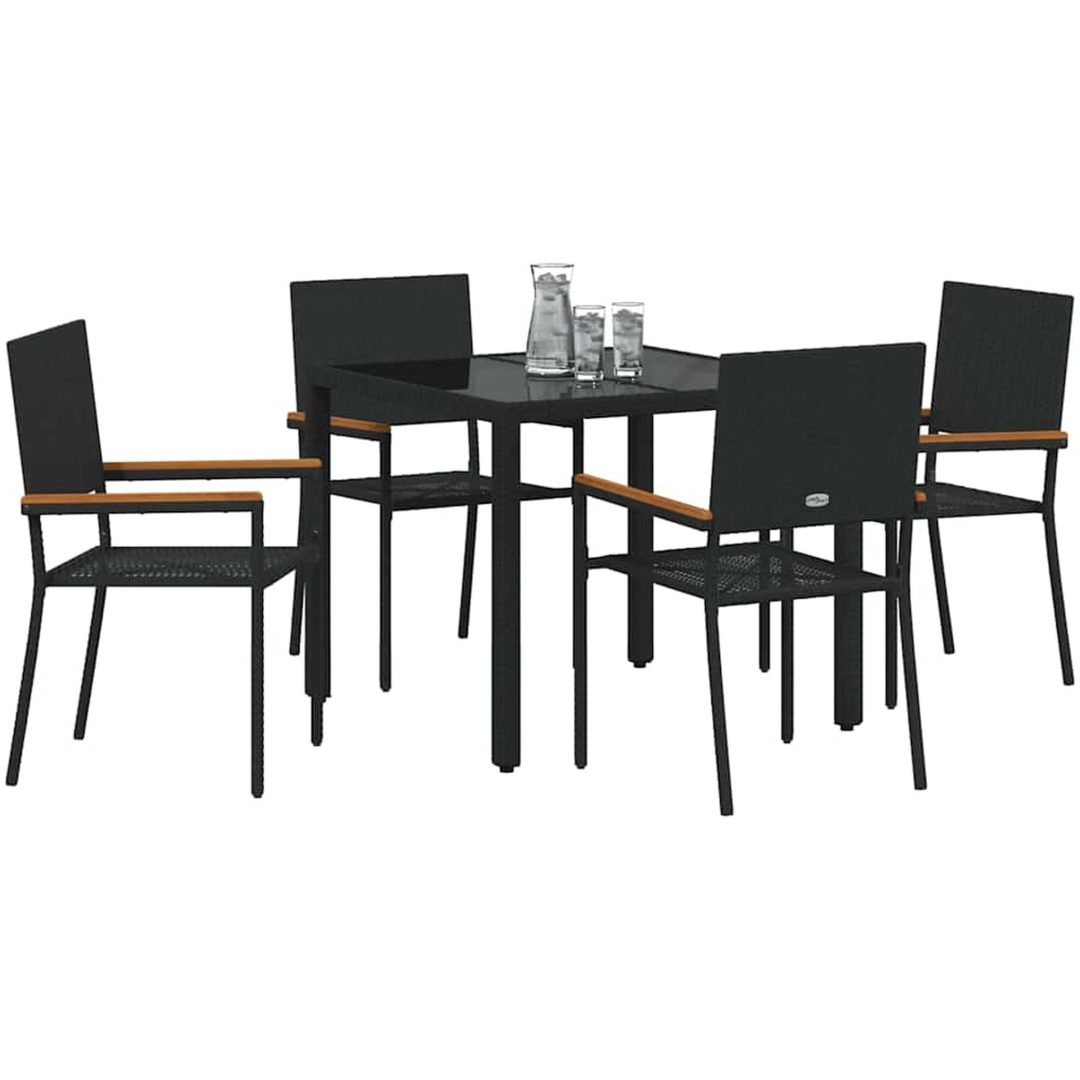 5 Delar Trädgårdsdining Set Svart Poly Rattan vidaXL 4 - Sits – bild 3