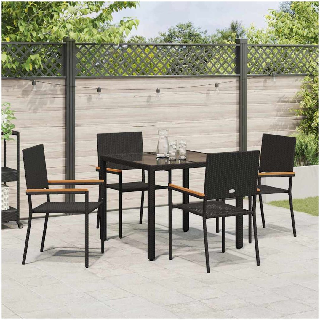 5 Delar Trädgårdsdining Set Svart Poly Rattan vidaXL 4 - Sits – bild 4