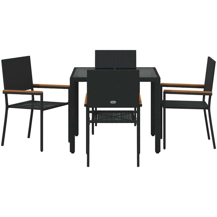5 Delar Trädgårdsdining Set Svart Poly Rattan vidaXL 4 - Sits – bild 7