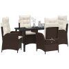 5 delar trädgårdsmatbord med kuddar i brun poly-rattan vidaXL 140 x 80 x 73 cm – miniatyr 3