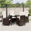 5 delar trädgårdsmatbord med kuddar i brun poly-rattan vidaXL 140 x 80 x 73 cm – miniatyr 4