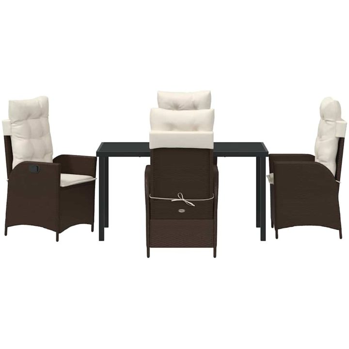 5 delar trädgårdsmatbord med kuddar i brun poly-rattan vidaXL 140 x 80 x 73 cm – bild 7